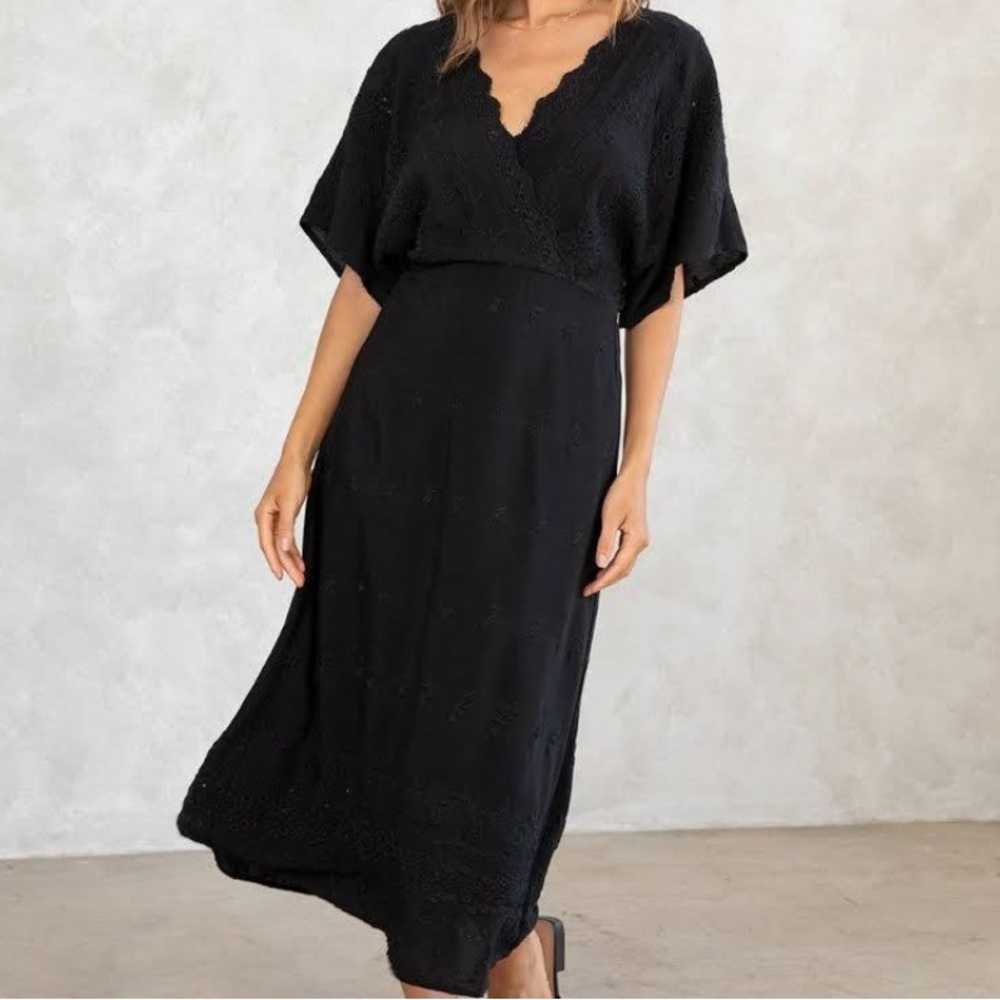 Lovestitch Black Eyelet Midi Dress
